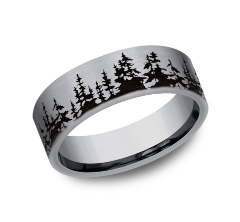 Tree-Line Grey Tantalum Men's Wedding Band