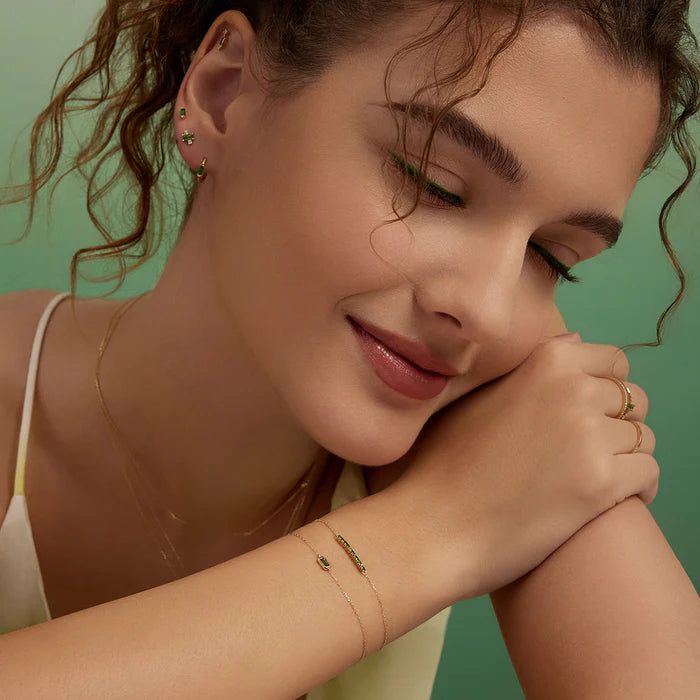 ASPEN | 14K Yellow Gold Tsavorite Bezel Set Bracelet