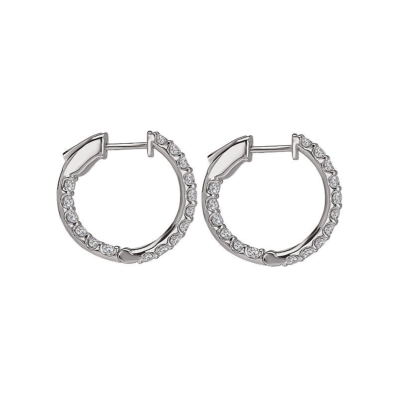 14k Gold 2ctw Inside/Outside Diamond Hoops