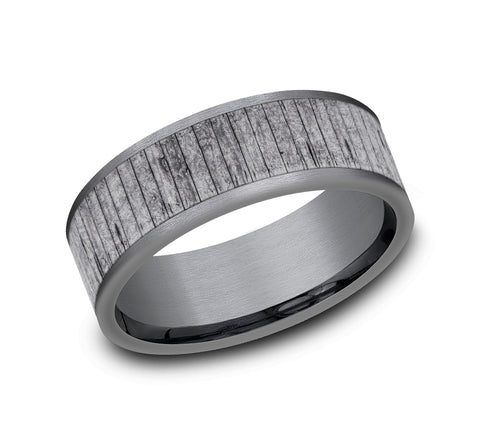 Grey Split Wood Tantalum Men's Wedding Band