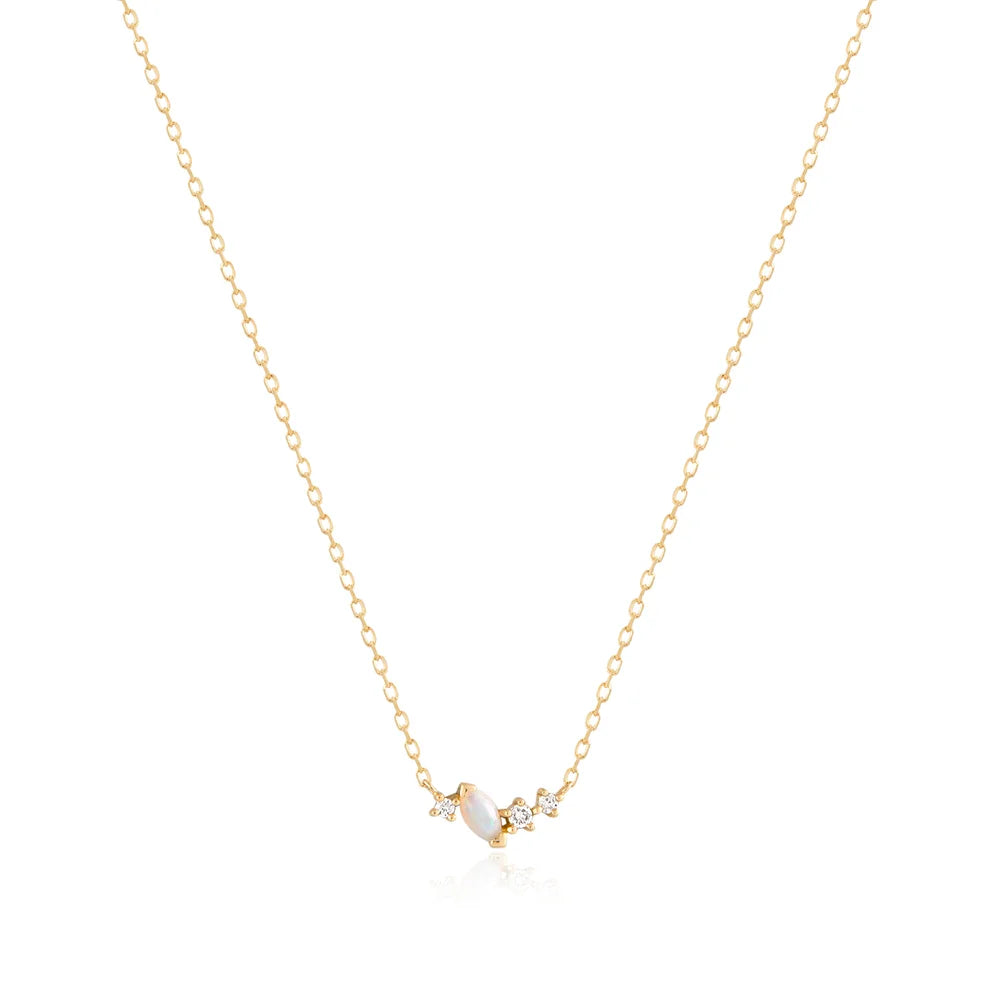 ZEPHYR | 14K Yellow Gold Opal & Diamond Necklace