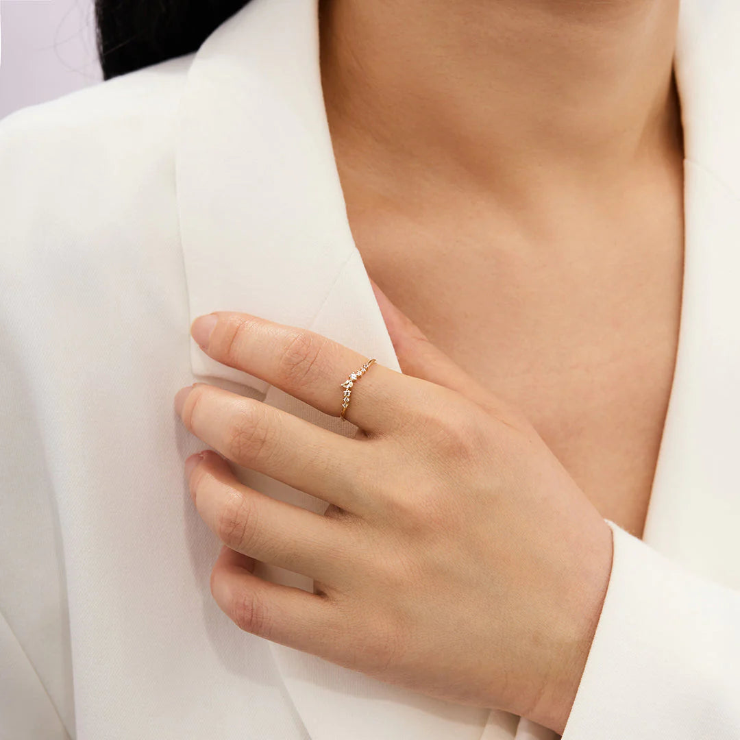 ADORA | Pear and Round White Sapphire Curved Ring