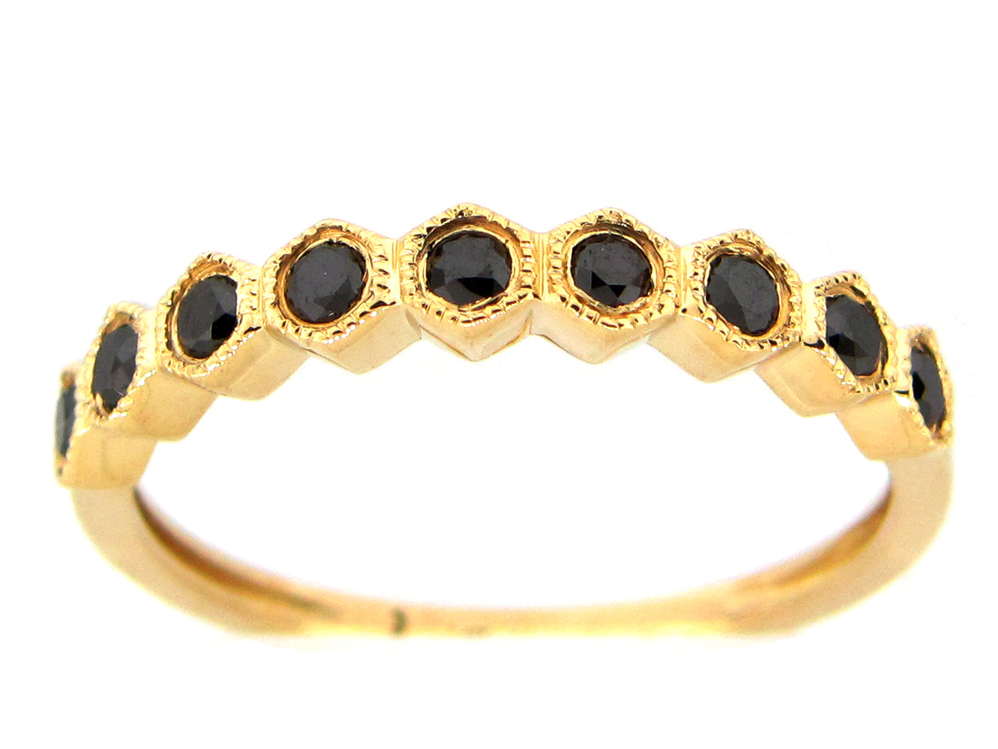 14K Yellow Gold Black Diamond Ring