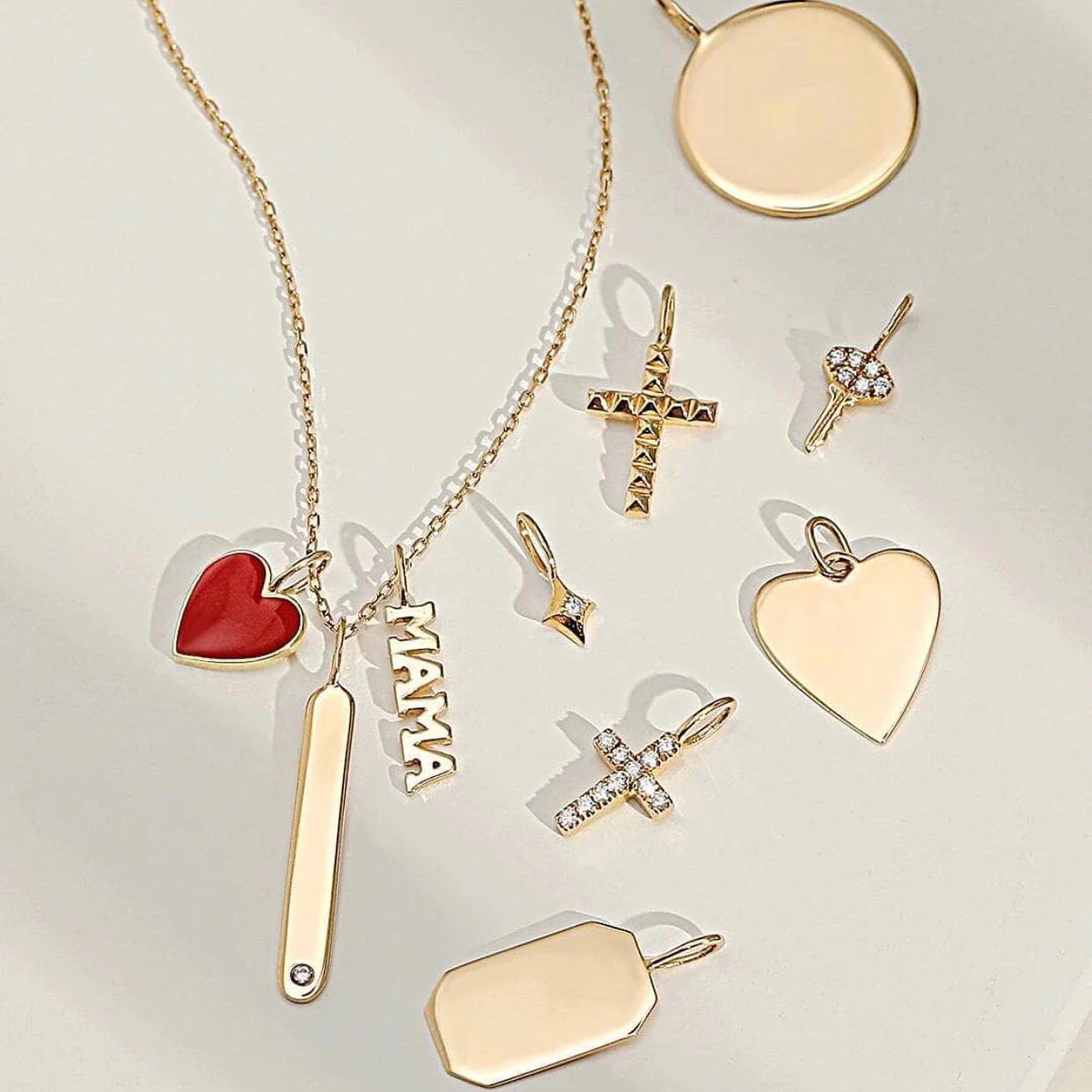 ESTHER | 14K Yellow Gold Diamond Cross Pendant