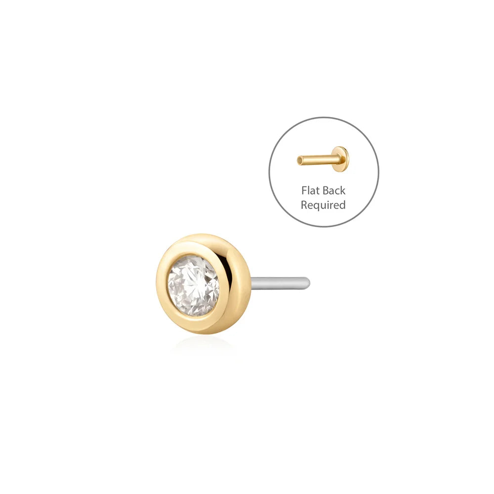 HONOR | 14K Yellow Gold Bezel Set Diamond Piercing Earring Front