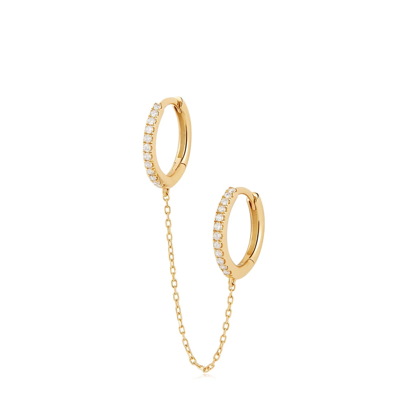 QUINN | 14K Yellow Gold Diamond Double Chain Hoop
