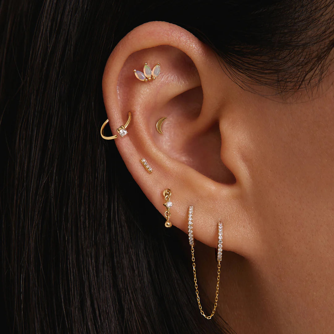 QUINN | 14K Yellow Gold Diamond Double Chain Hoop