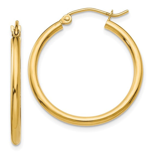 10K Yellow Gold Hoops - 2x22mm