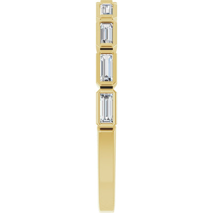 14K Bezel Baguette Diamond Wedding Band