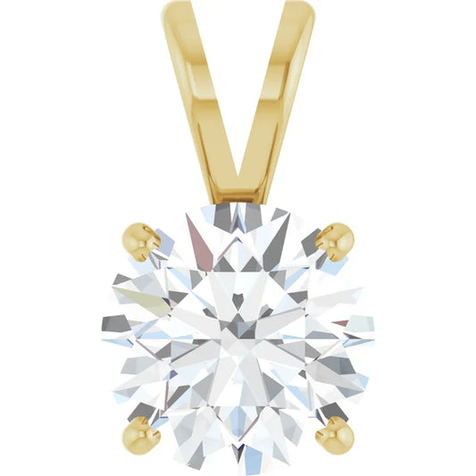 14K Yellow Gold Lab Grown Round Diamond Pendant