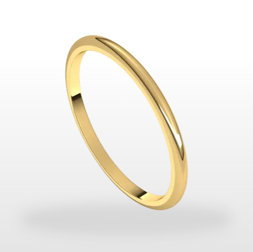 14K Yellow Gold 1.5mm Half Round Standard Wedding Band - Size 5.5