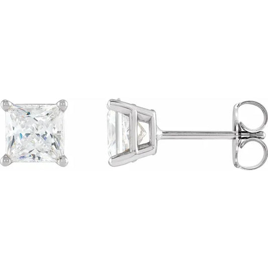 14K White Gold .44ctw Princess Cut Diamond Studs