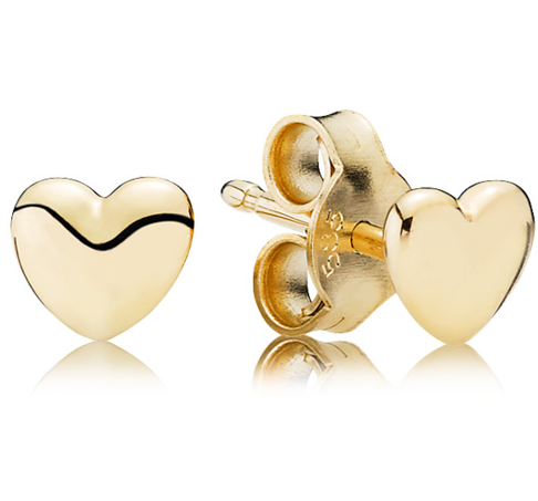 14K Yellow Gold Petite Puffed Heart Studs