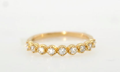 18K Rose Gold Milgrain Diamond Band