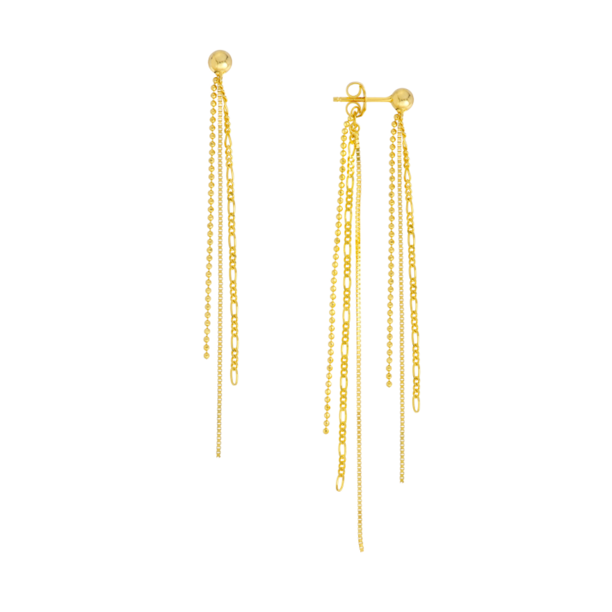 14K Yellow Gold 3-in-1 Tassel Earrings