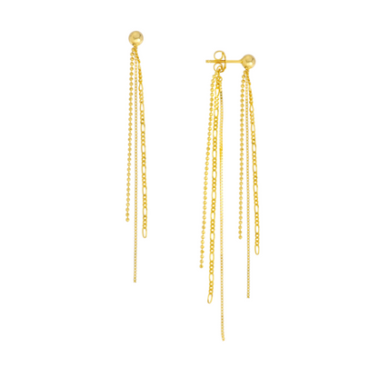 14K Yellow Gold 3-in-1 Tassel Earrings
