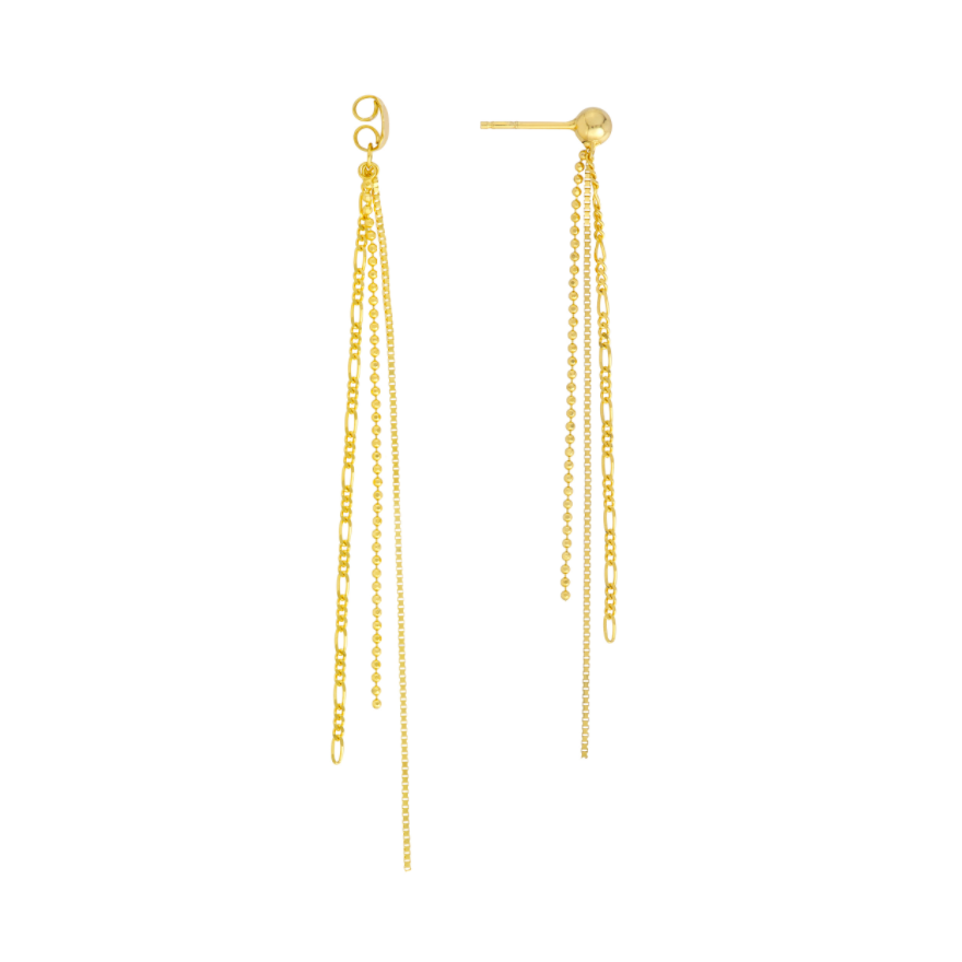 14K Yellow Gold 3-in-1 Tassel Earrings