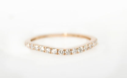 14K Rose Gold Curved Diamond Wedding Band