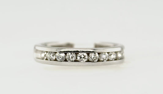 14K White Gold Channel Set Diamond Band