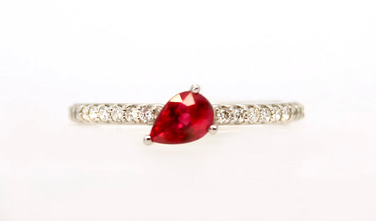 Platinum Pear Ruby Ring