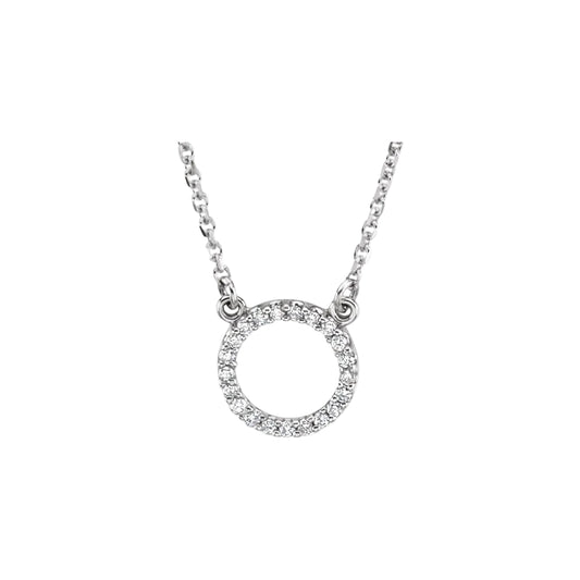 14K White Gold Diamond Circle Necklace