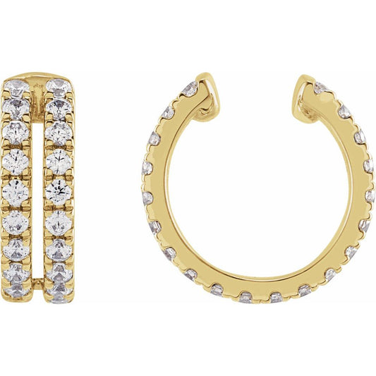 14K Yellow Gold Split Diamond Ear Cuff