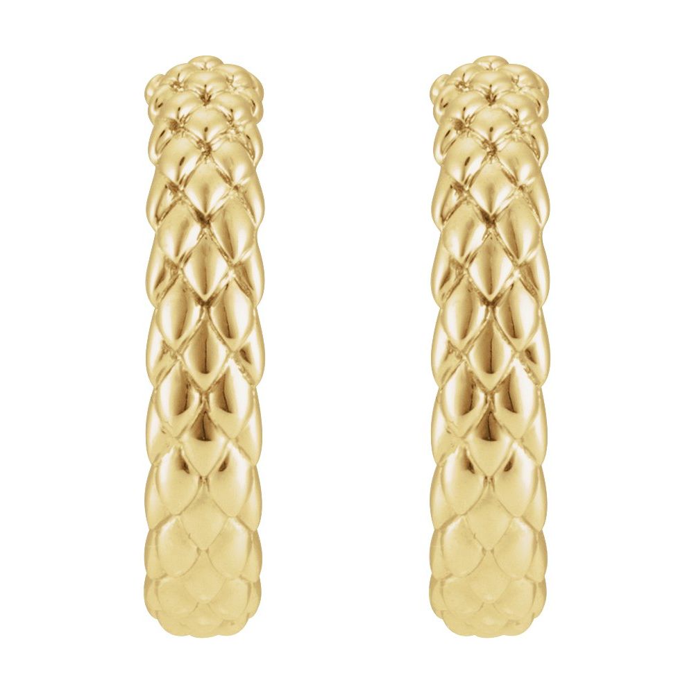 14K Yellow Gold Snake Scale Hoops