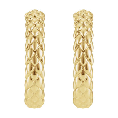 14K Yellow Gold Snake Scale Hoops