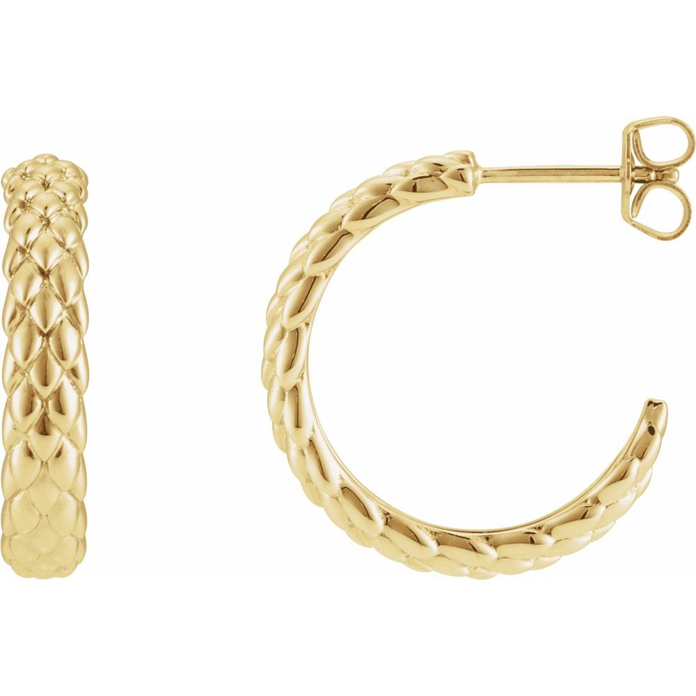 14K Yellow Gold Snake Scale Hoops
