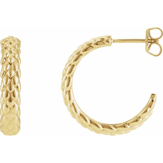 14K Yellow Gold Snake Scale Hoops