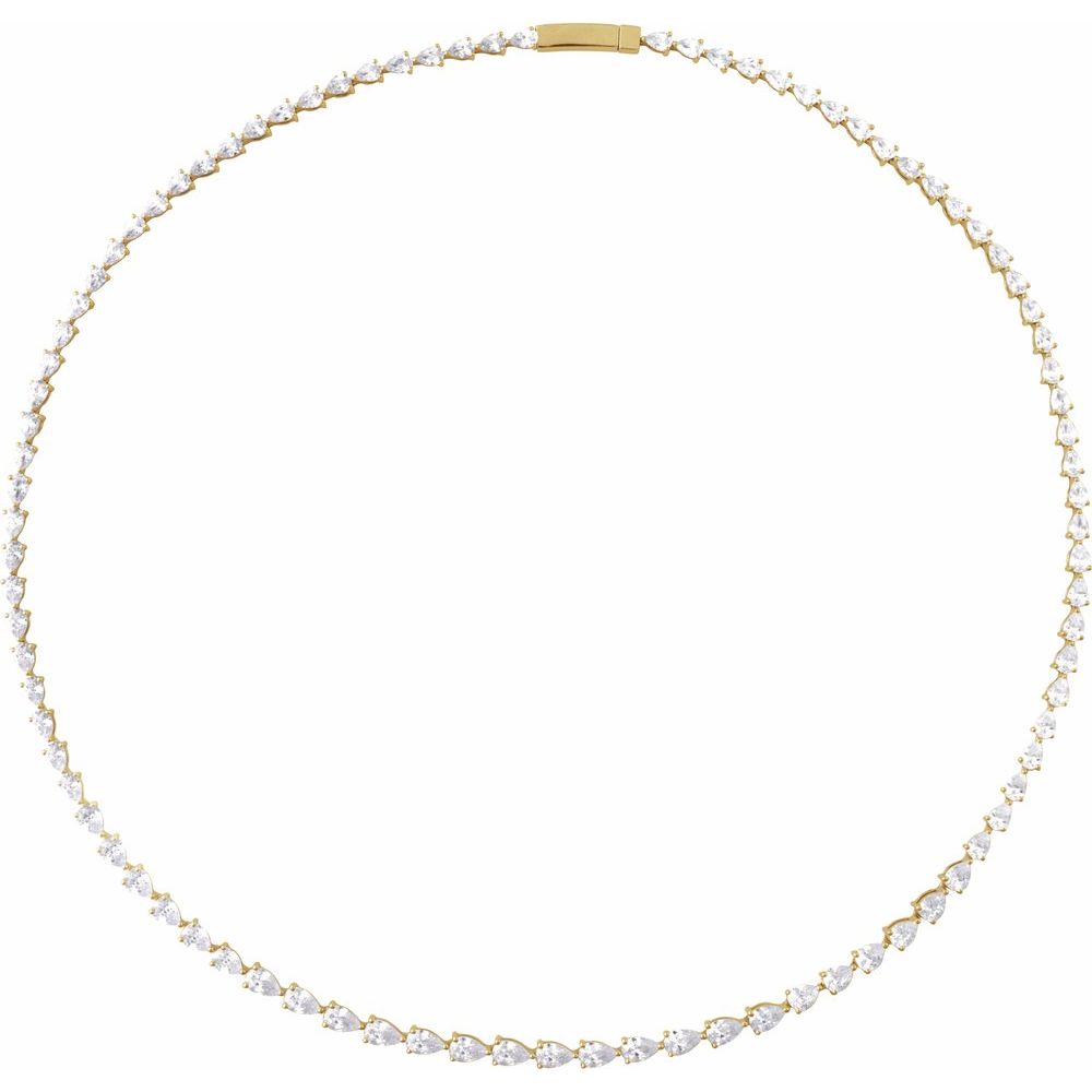 14K Yellow Gold Pear Diamond Tennis Necklace
