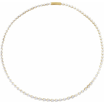 14K Yellow Gold Pear Diamond Tennis Necklace