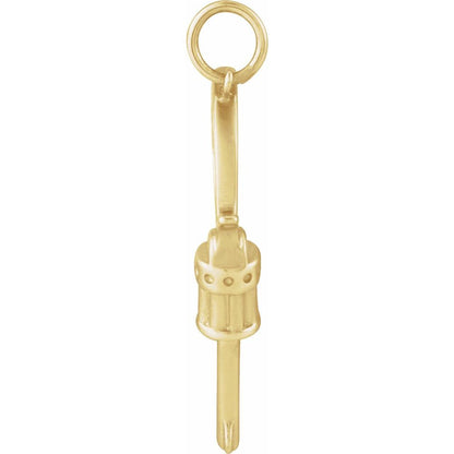 14K Yellow Gold Diamond Gun Charm