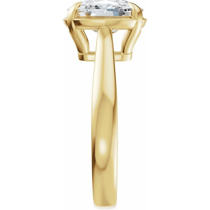 14K Yellow Gold 2ct Elongated Cushion Engagement Ring