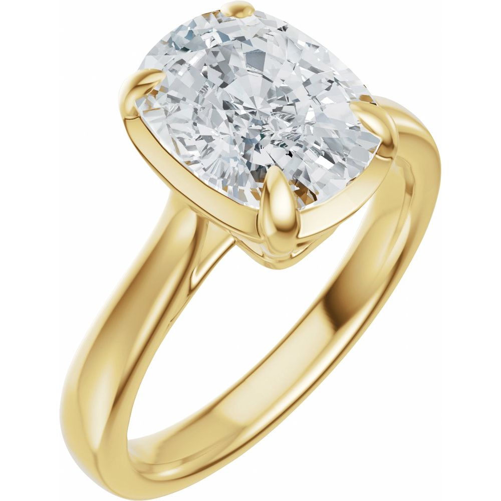 14K Yellow Gold 2ct Elongated Cushion Engagement Ring