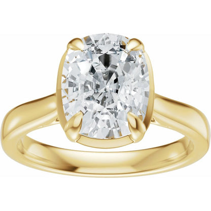 14K Yellow Gold 2ct Elongated Cushion Engagement Ring