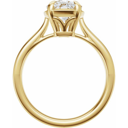 14K Yellow Gold 2ct Elongated Cushion Engagement Ring
