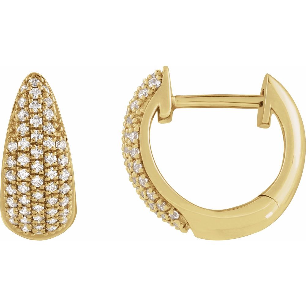14K Yellow Gold Pave Diamond Huggies