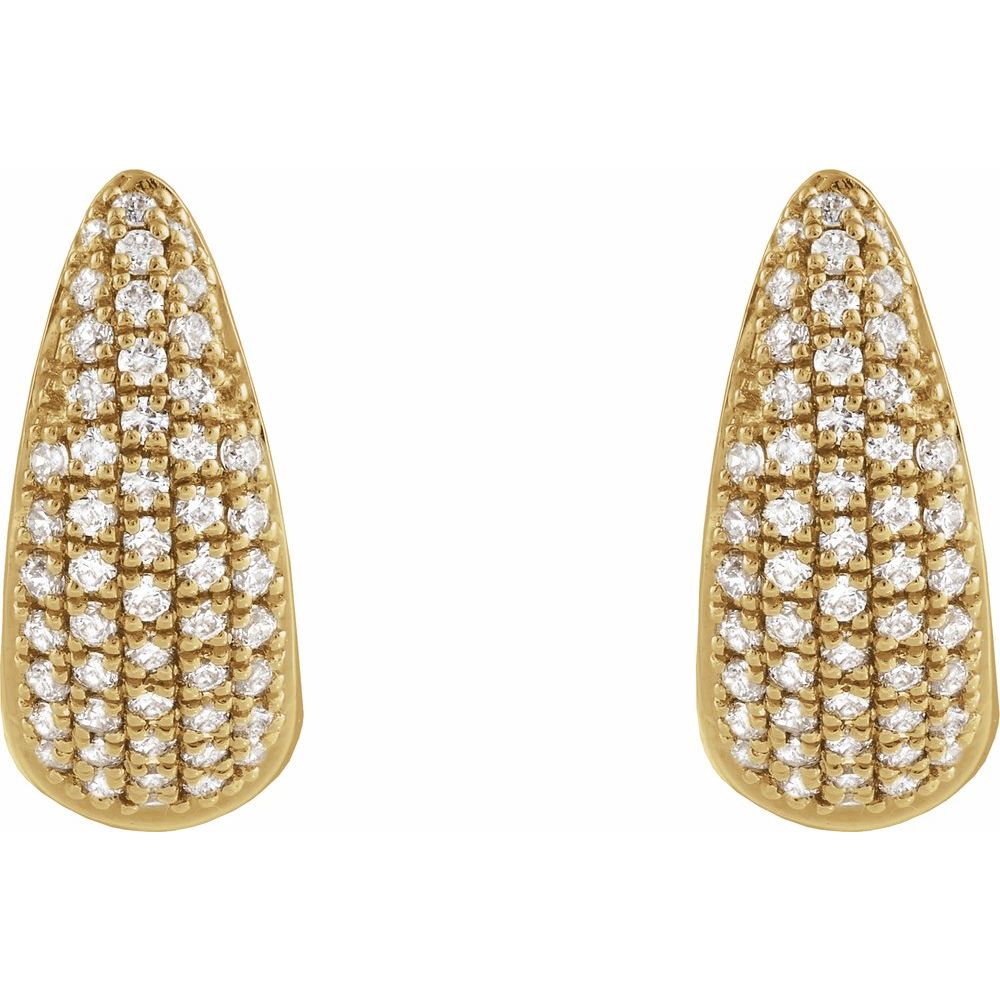 14K Yellow Gold Pave Diamond Huggies