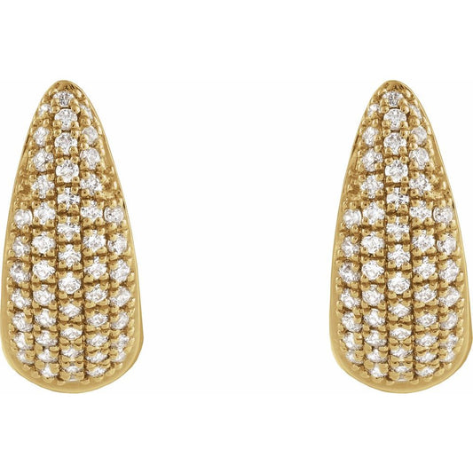 14K Yellow Gold Pave Diamond Huggies