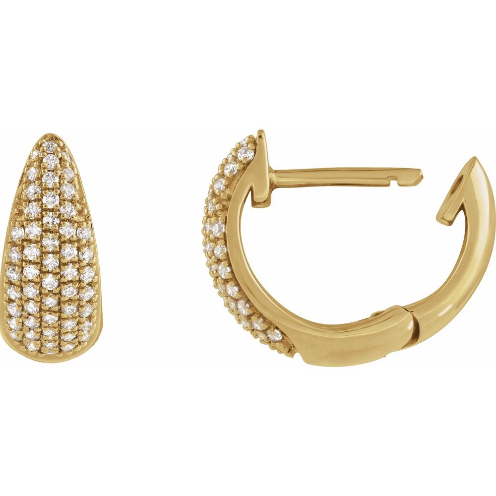 14K Yellow Gold Pave Diamond Huggies