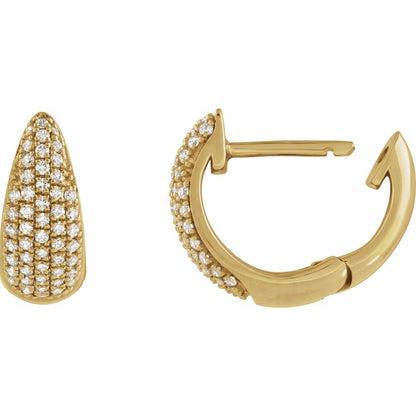14K Yellow Gold Pave Diamond Huggies