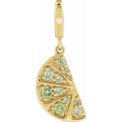 14K Yellow Gold Lime Wedge Charm