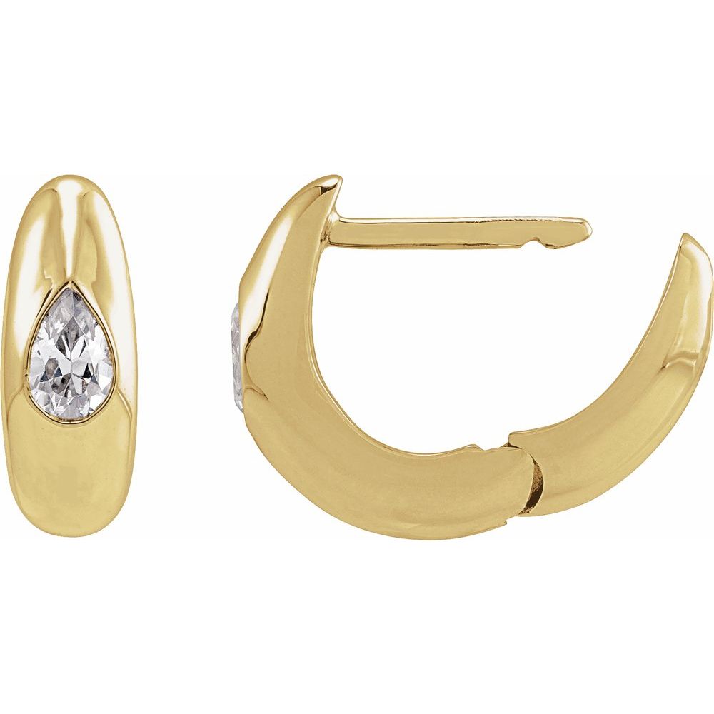 14K Yellow Gold Diamond Huggie
