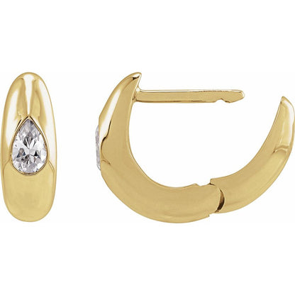 14K Yellow Gold Diamond Huggie
