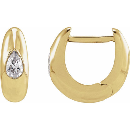 14K Yellow Gold Diamond Huggie