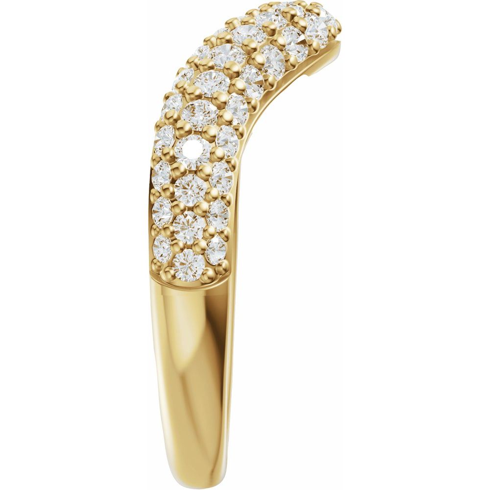 14K Yellow Gold Pave Diamond Contour Band