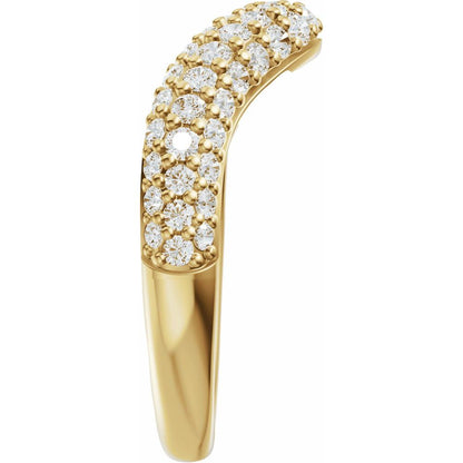 14K Yellow Gold Pave Diamond Contour Band