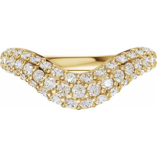 14K Yellow Gold Pave Diamond Contour Band