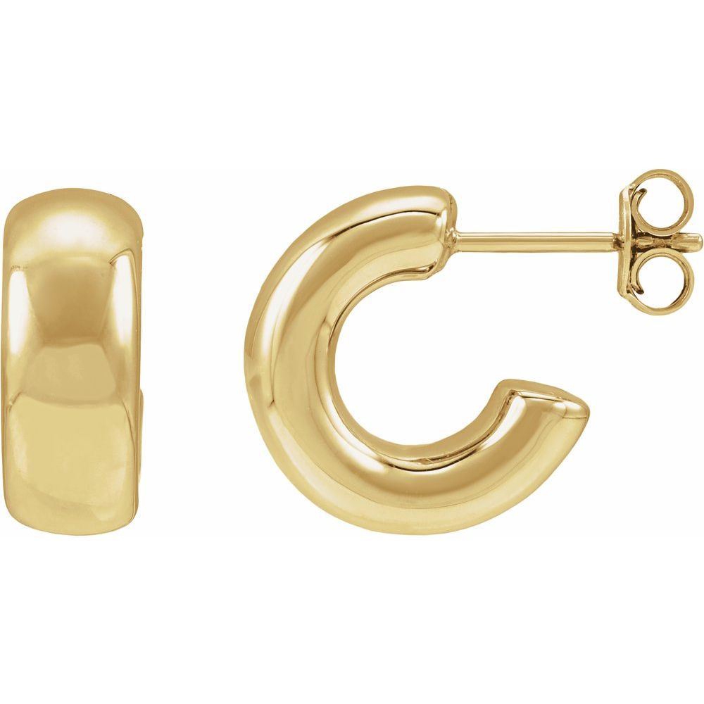 14K Yellow Gold Puffed Hoops